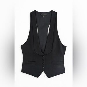 Vintage Express Design Studio Cropped Tailored Vest | Black Racerback Waistcoat